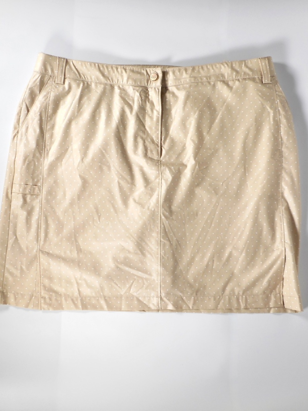 Zenergy Golf Chicos Sz 2.5 L 14 Beige White Polka Dot Stretch Skort Skirt Shorts